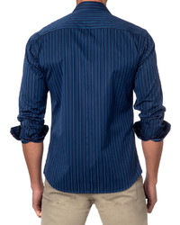 Jared Lang Striped Sport Shirt Blue