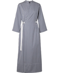 Joseph Laury Striped Cotton Poplin Wrap Midi Dress