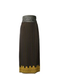 Navy Vertical Striped Midi Skirt