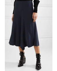 Chloé Asymmetric Pinstriped Woven Midi Skirt