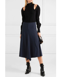 Chloé Asymmetric Pinstriped Woven Midi Skirt
