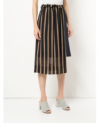 GUILD PRIME Striped Asymmetric Midi Skirt