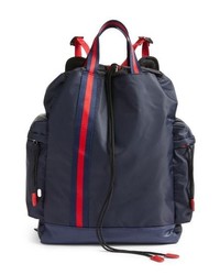 Navy Vertical Striped Nylon Backpack