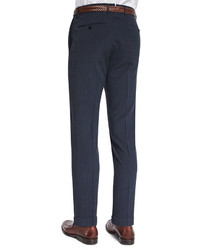 Incotex Standard Fit Striped Seersucker Trousers Navy