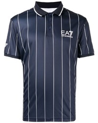 Ea7 Emporio Armani Striped Logo Print Polo Shirt