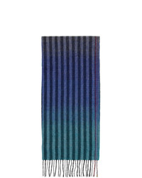 Paul Smith Navy And Multicolor Wool Sunset Stripes Scarf