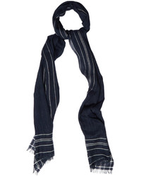 Dunhill Striped Frame Wool Blend Scarf