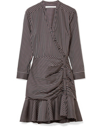 Veronica Beard Button Detailed Striped Cotton Dress