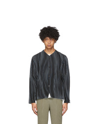 Homme Plissé Issey Miyake Navy Striped Tailored Line Jacket