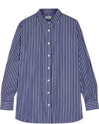 Navy Vertical Striped Shirt