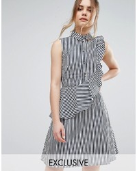 Closet London Closet Stripe Shirt Dress With Frill