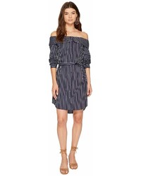 Kensie Oxford Stripe Off Shoulder Shirting Dress Ks8k9673