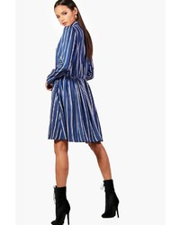 Boohoo Tall Emily Stripe Shirt Dress