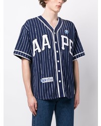 AAPE BY A BATHING APE Aape By A Bathing Ape Logo Patch Striped Cotton Shirt