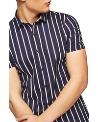 Topman Muscle Fit Resort Stripe Shirt