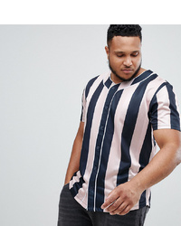 ASOS DESIGN Plus Relaxed Baseball T Shirt With Vertical Stripe In Poly
