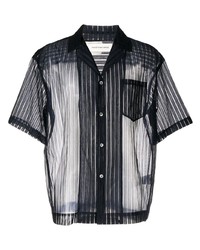 Feng Chen Wang Sheer Striped Short Sleeve Shirt