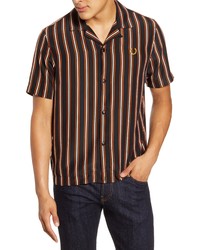 Fred Perry Stripe Short Sleeve Button Up Bowling Shirt