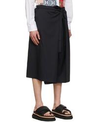 Junya Watanabe Navy Wool Polyester Shorts
