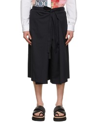 Junya Watanabe Navy Wool Polyester Shorts