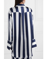 Lee Mathews Ingrid Oversized Striped Hammered Silk Satin Shirt