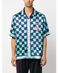 Casablanca Pool Tile Short Sleeve Silk Shirt