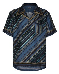 Dolce & Gabbana Short Sleeve Striped Silk Shirt