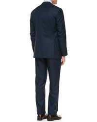 Isaia Tic Stripe Two Piece Suit Navy