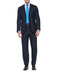 Isaia Tic Stripe Two Piece Suit Navy