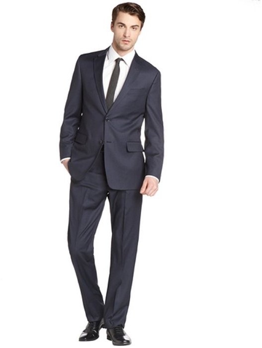 Tommy Hilfiger Navy Blue Striped Two Button Flat Suit, $650 Bluefly |