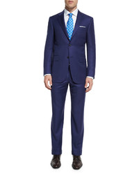 Canali Sienna Contemporary Fit Tonal Stripe Two Piece Suit Blue