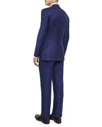 Canali Sienna Contemporary Fit Tonal Stripe Two Piece Suit Blue