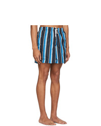 Bather Blue And Black Striped Gradient Swim Shorts
