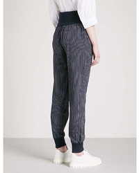 Theory Striped Relaxed Fit Silk Trousers