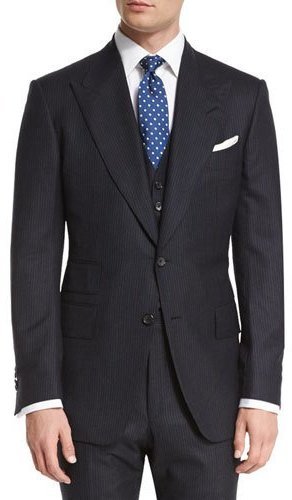 Opfattelse afvisning Editor Tom Ford Windsor Base Extra Light Flannel Pinstripe Three Piece Suit Navy,  $6,630 | Neiman Marcus | Lookastic