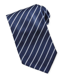 Brioni Striped Textured Silk Tie Navy