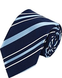 Brioni Diagonal Stripe Pique Neck Tie Blue