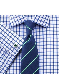 Charles Tyrwhitt Luxury Navy And Green Textured Narrow Stripe Tie