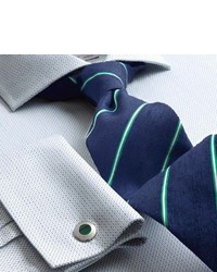 Charles Tyrwhitt Luxury Navy And Green Textured Narrow Stripe Tie