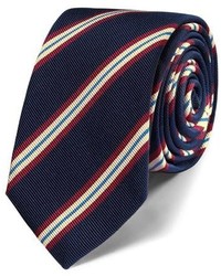Charles Tyrwhitt Luxury Slim Navy Mogador Stripe Tie