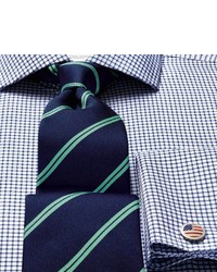 Charles Tyrwhitt Navy And Green Silk Classic Double Stripe Tie