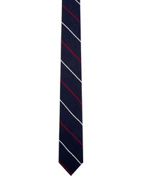Thom Browne Navy Cashmere Striped Tie