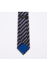 Paul Smith Royal Blue Mixed Diagonal Stripe Silk Tie