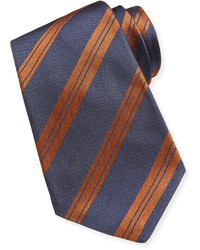 Kiton Striped Woven Tie Blue