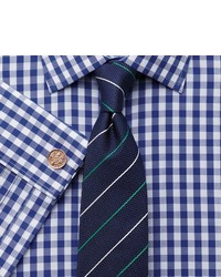 Charles Tyrwhitt Woven Navy And Green Fine Stripe Tie
