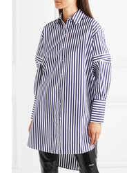 Alexander McQueen Oversized Cutout Striped Cotton Poplin Shirt