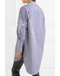 Alexander McQueen Oversized Cutout Striped Cotton Poplin Shirt