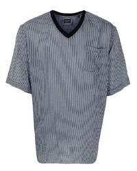 Giorgio Armani V Neck Striped T Shirt