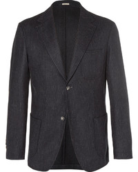 Massimo Alba Blue Benetti Slim Fit Pinstriped Wool Blazer