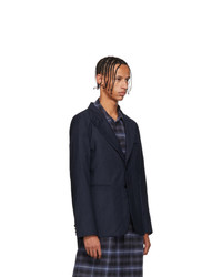 House Of The Very Islands Blue Striped Wool Blazer